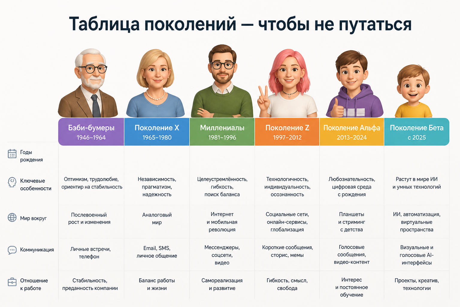 Таблица поколений — чтобы не путаться