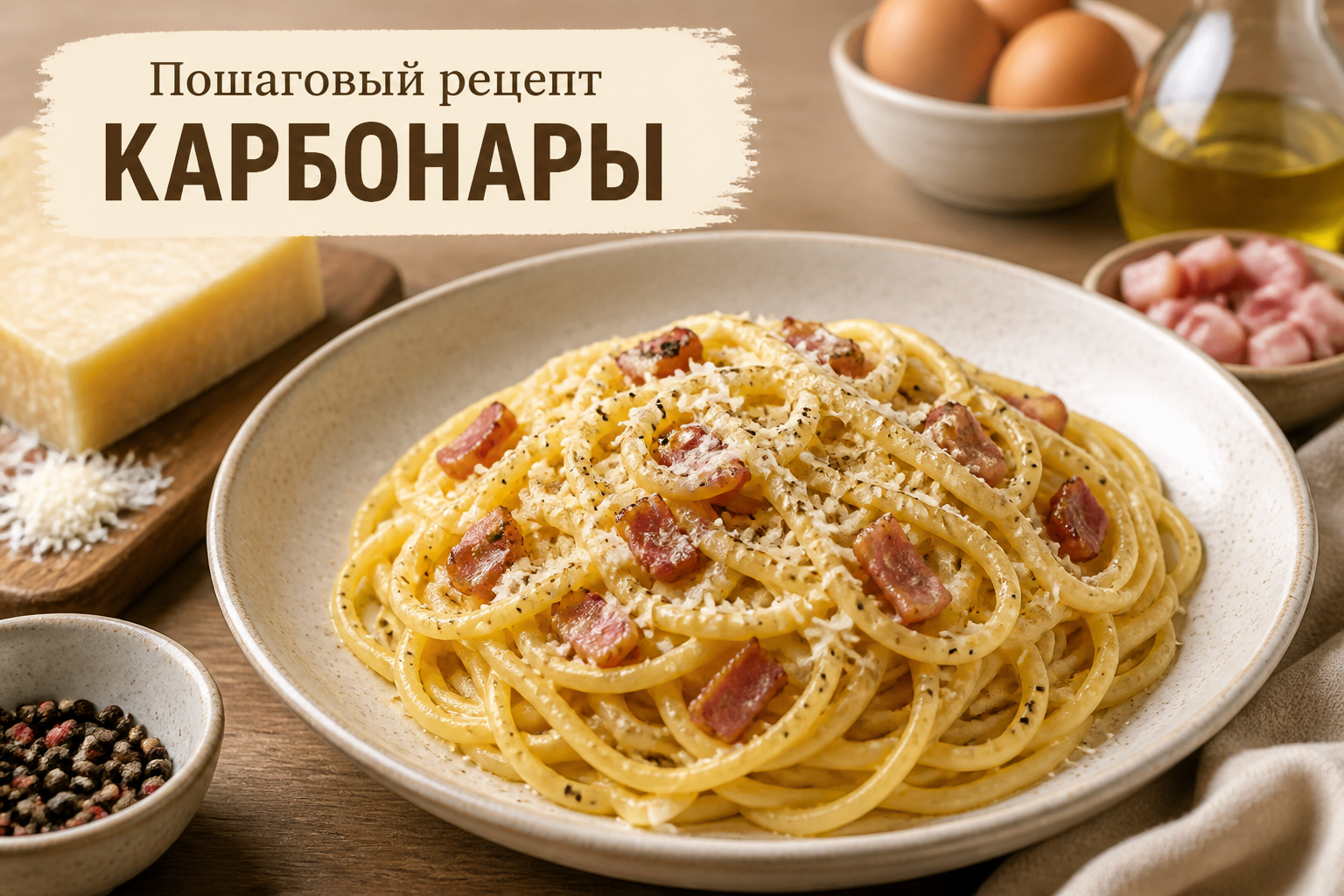 Пошаговый рецепт карбонары