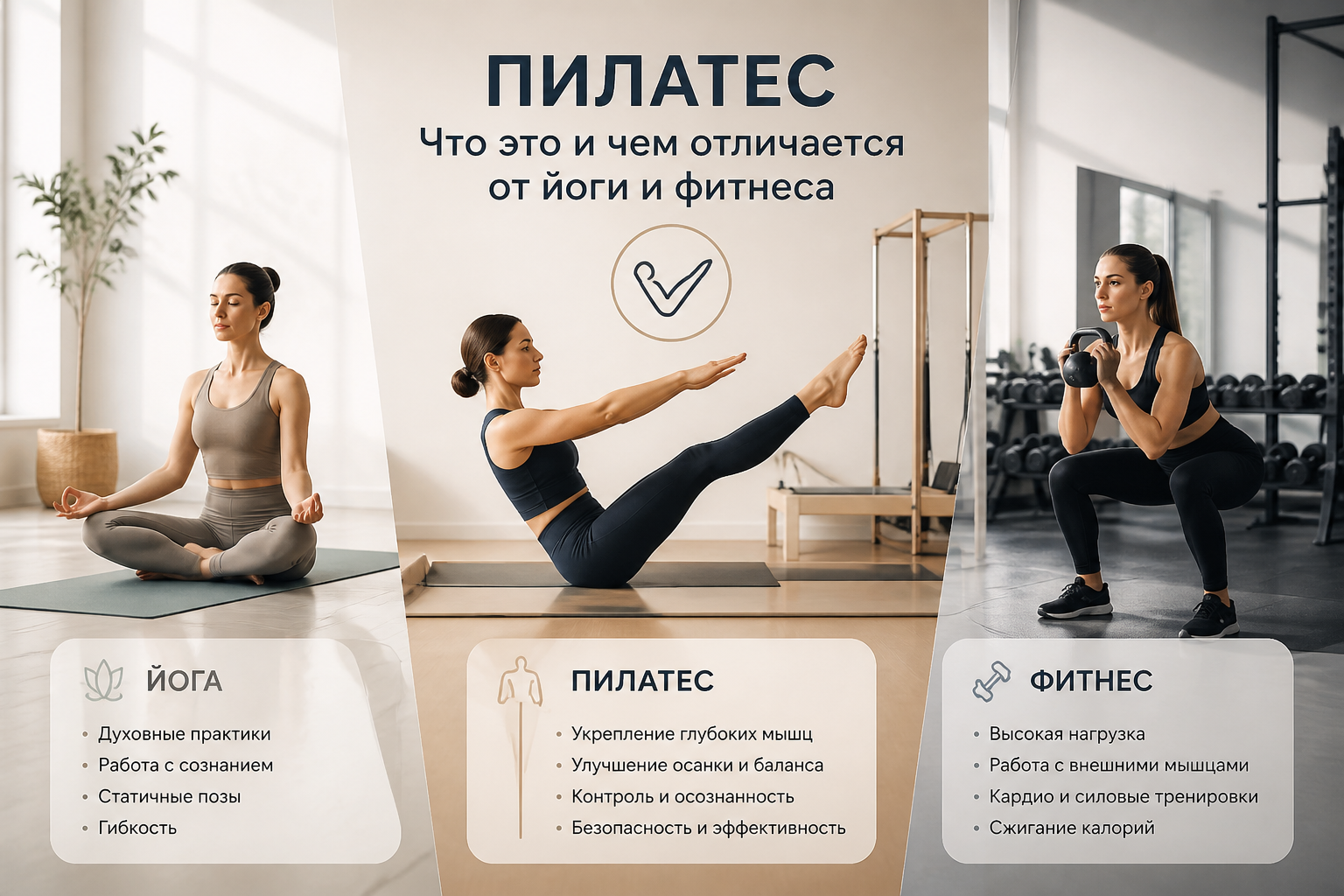 Что такое пилатес и чем он отличается от йоги и фитнеса