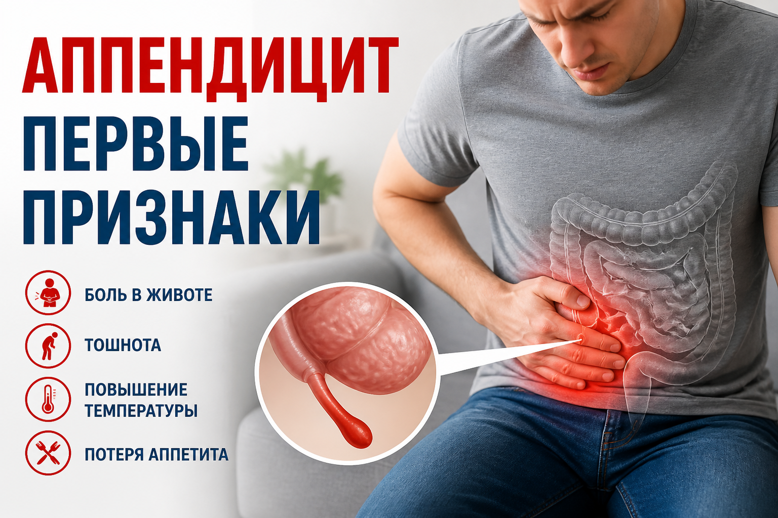 Аппендицит: первые признаки и симптомы, которые нельзя игнорировать