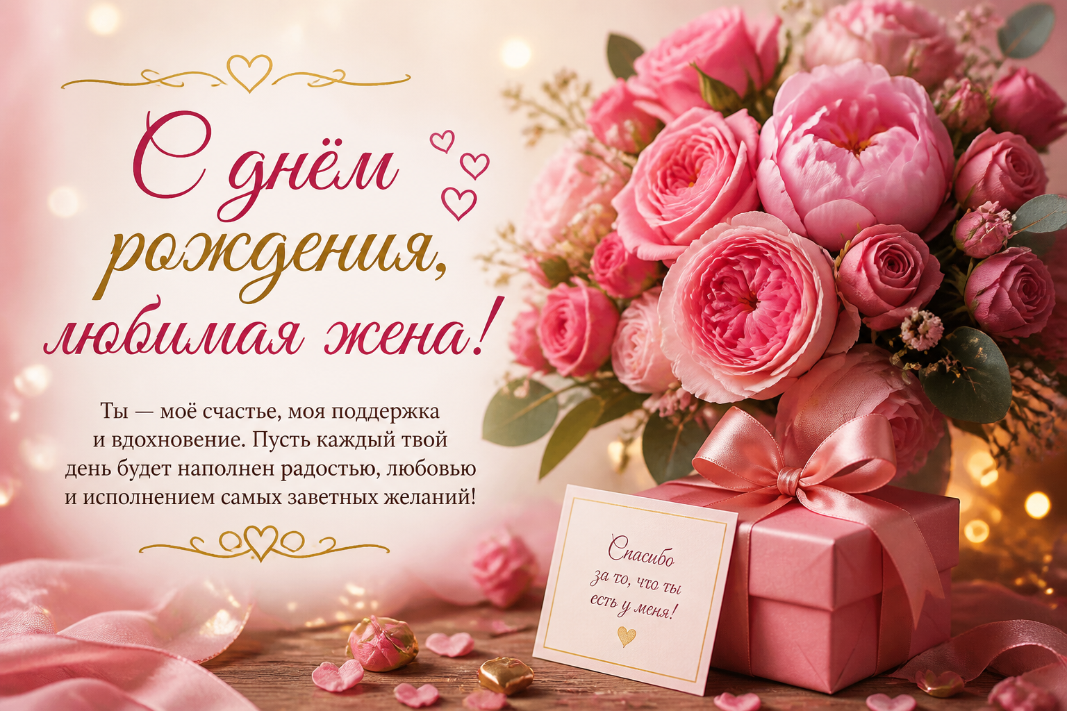 С днём рождения жене: самые прекрасные пожелания